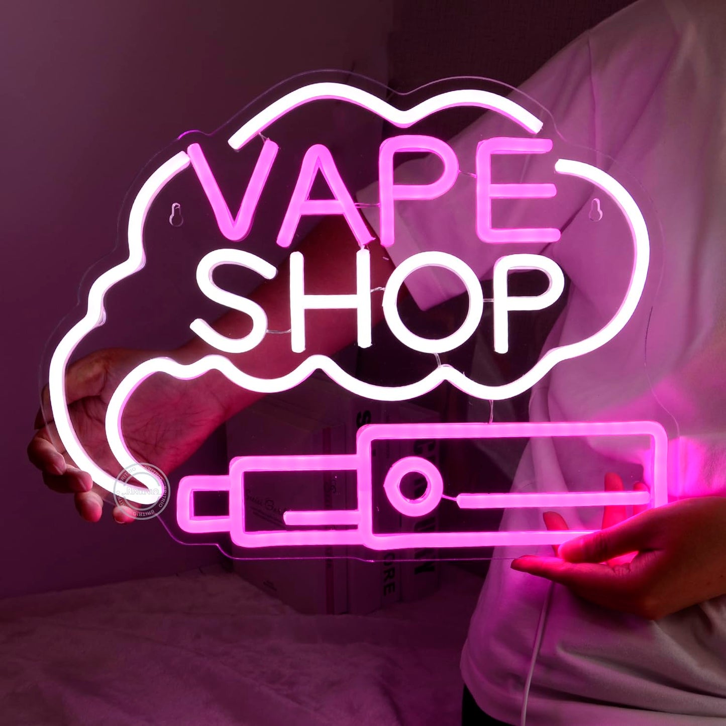 Britrio VAPE Shop Neon Light Wall Sign for Smoke Shop Business Stores Logo Window Display Man Cave Garage Bedroom Wall Art Decor Dad Husband Boyfriend Christmas Birthday Gift 5V USB