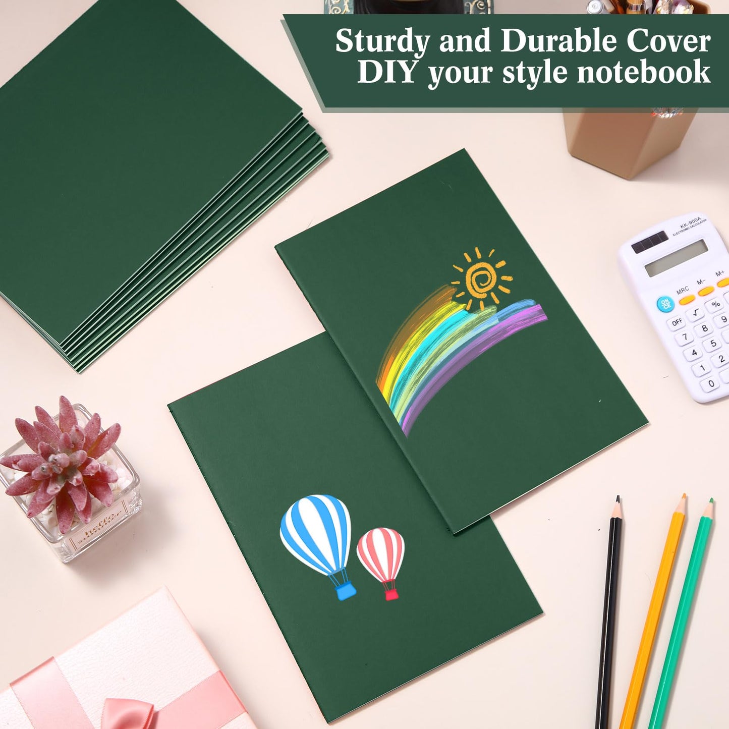 Mimorou 100 Pcs Journals Notebooks Bulk - Kraft Softcover A5 Small Notebooks 5.5 Inch x 8.3 Inch Notepads with 60 Page 30 Sheet for Writing Sketch Travel Office Supplies(Green,Lined)