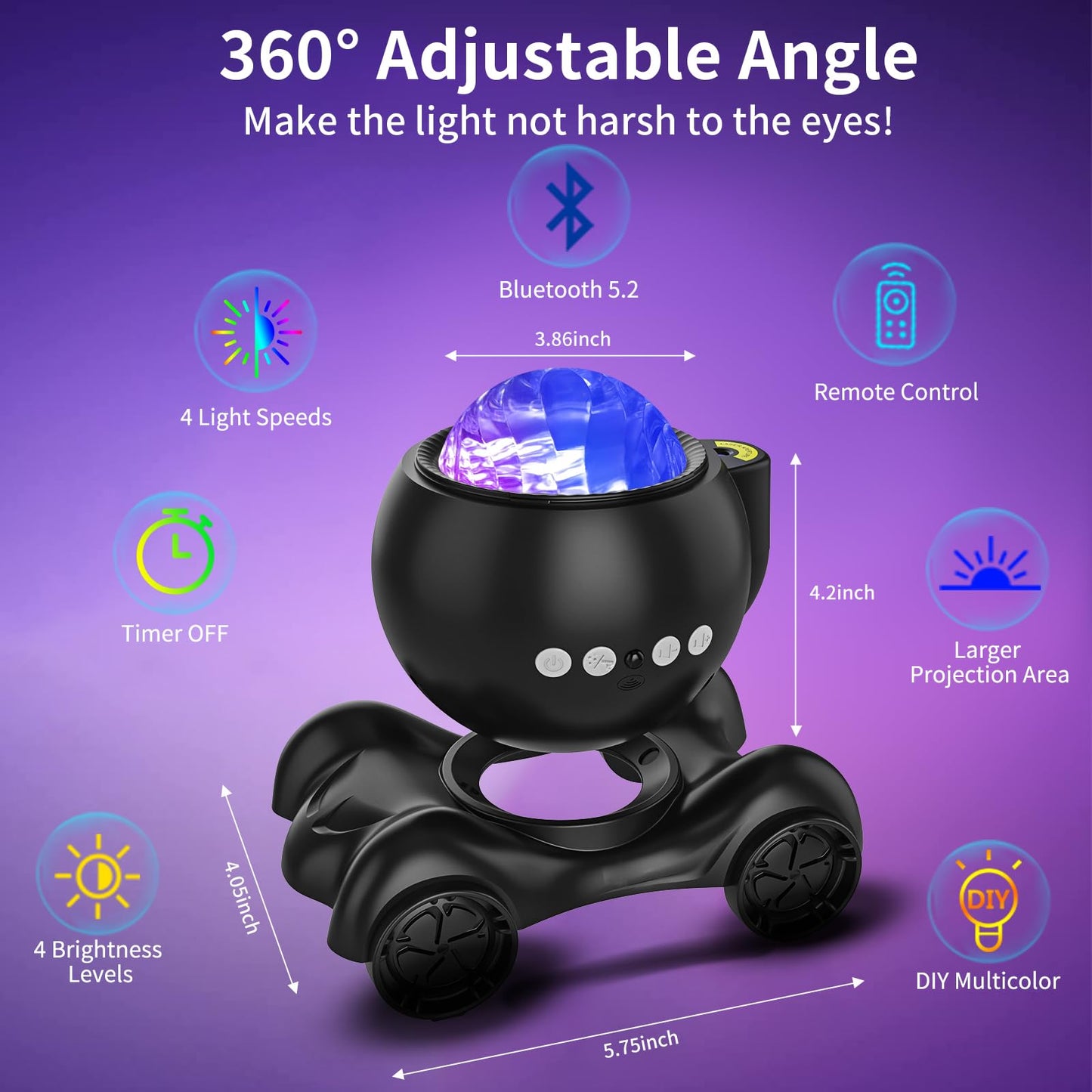 ENOKIK Star Projector, Galaxy Projector Built-in Bluetooth Speaker and 8 White Noise, Night Light for Kids Adults, Aurora Nebula Lamp for Home Decor/Relaxation/Party/Music/Gift (Black)