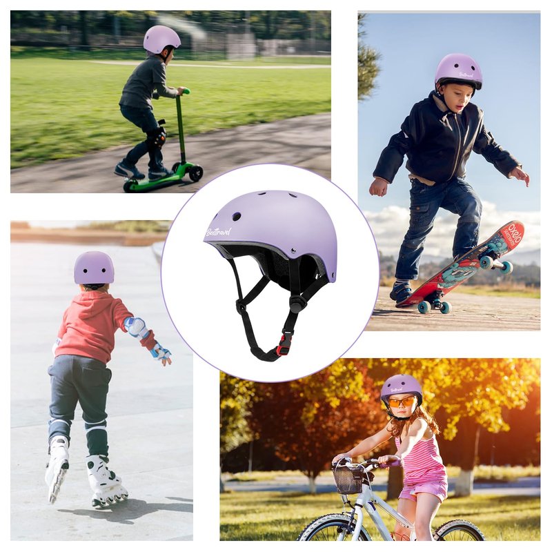 Besttravel Kids Helmet, Toddler Adjustable Toddler Bike Helmet Ages 3-8 Years Old Boys Girls Multi-Sports Safety (Purple)