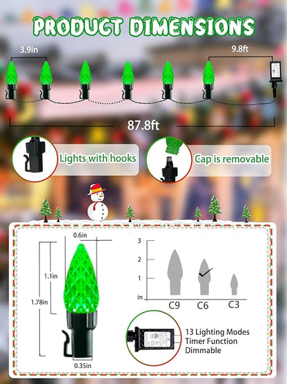 240 LED 78FT C6 Christmas String Lights, Super Long Christmas Lights Outdoor Indoor with 13 Modes & Timer, Waterproof Fairy Twinkle Light Plug in for Tree Garden Party Xmas Decorations (Green)