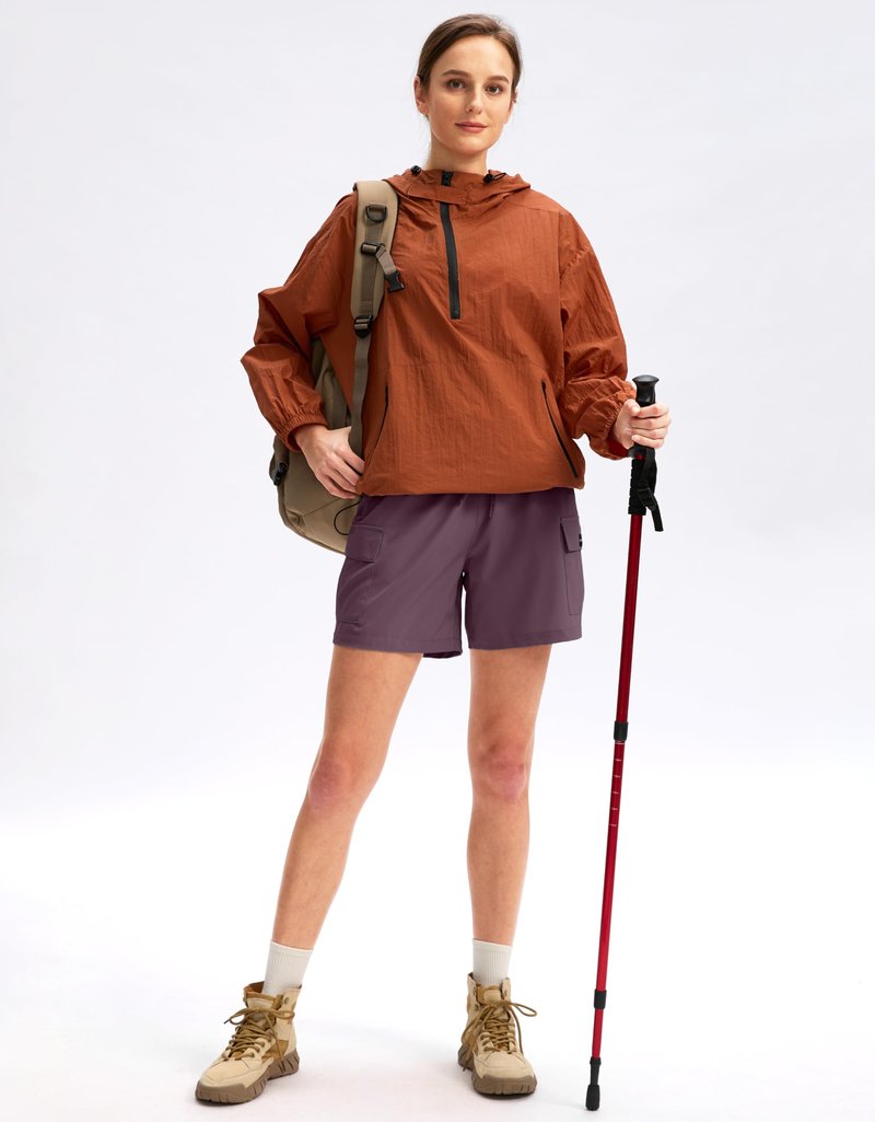 SANTINY Women's 5''/ 7''/9'' Hiking Cargo Shorts Quick Dry Lightweight Summer Shorts for Women Athletic Golf Zipper Pockets(Dusty Purple_XXL)