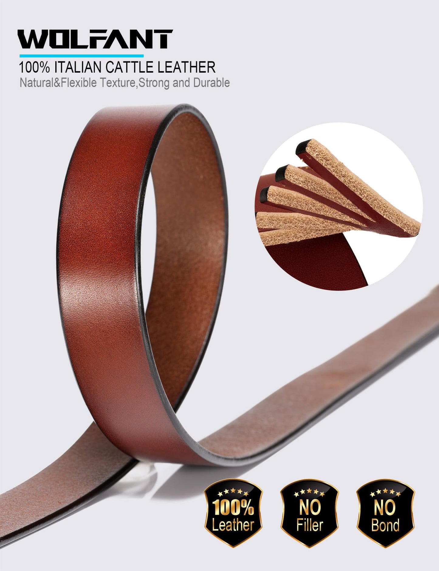WOLFANT Womens Belts for Jeans in Gift Box,1.1" Ladies Belt with Gold Buckle,100% Italian Full Grain Real Solid Leather