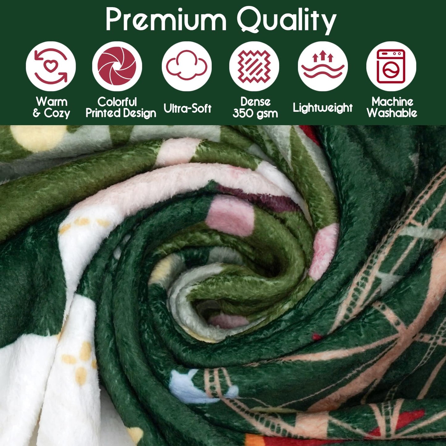 Christmas Throw Blanket for Couch 60x50,Green Winter Holiday Festival Cute Xmas Nutcracker Christmas Tree Blankets for Woman,Soft Flannel Fleece Blankets for Home Living Room Bed Chair Decor