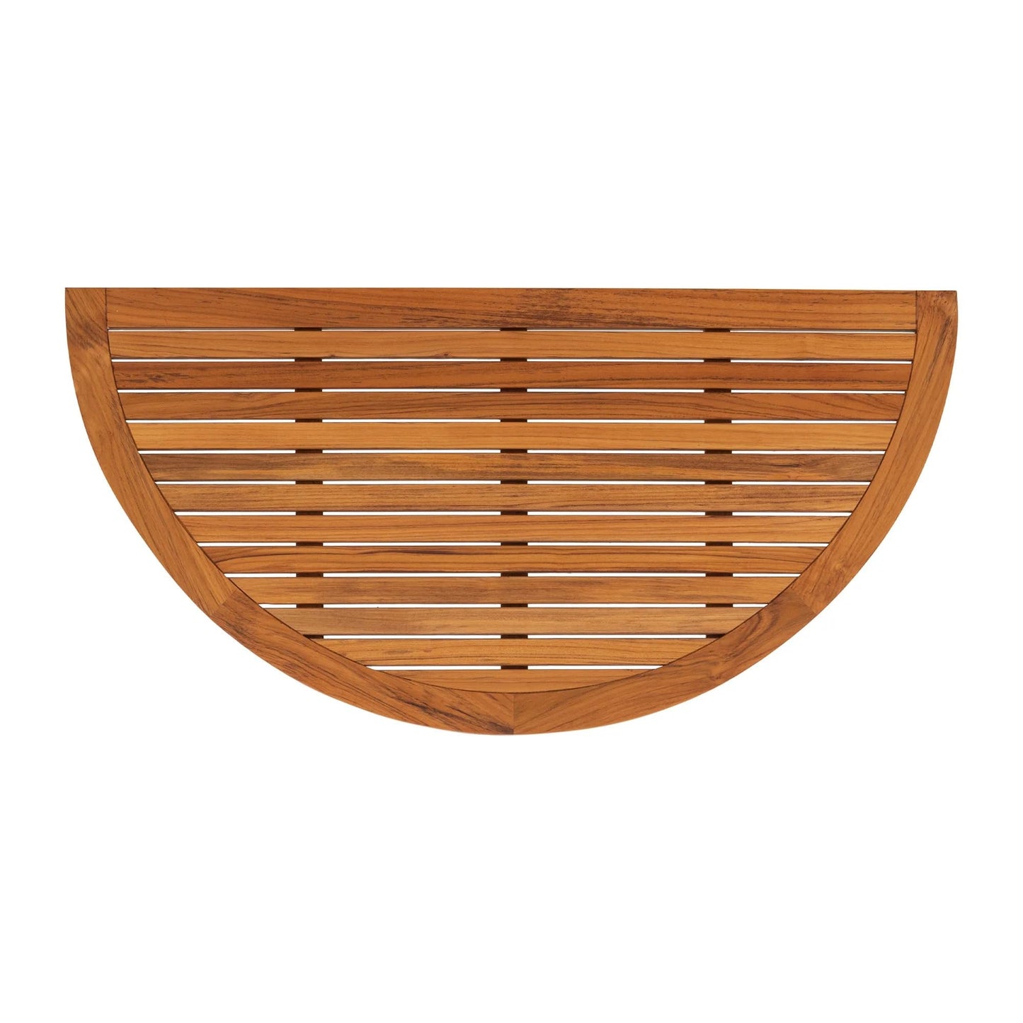 Nordic Style Teak Rounded Shower, Bath and Spa Mat | Indoor + Outdoor Use | Non-Slip Wood Platform | Spa, Sauna, Pool, Hot Tub | Luxury Decor (Oiled Finish, 39" x 20", Half Moon)