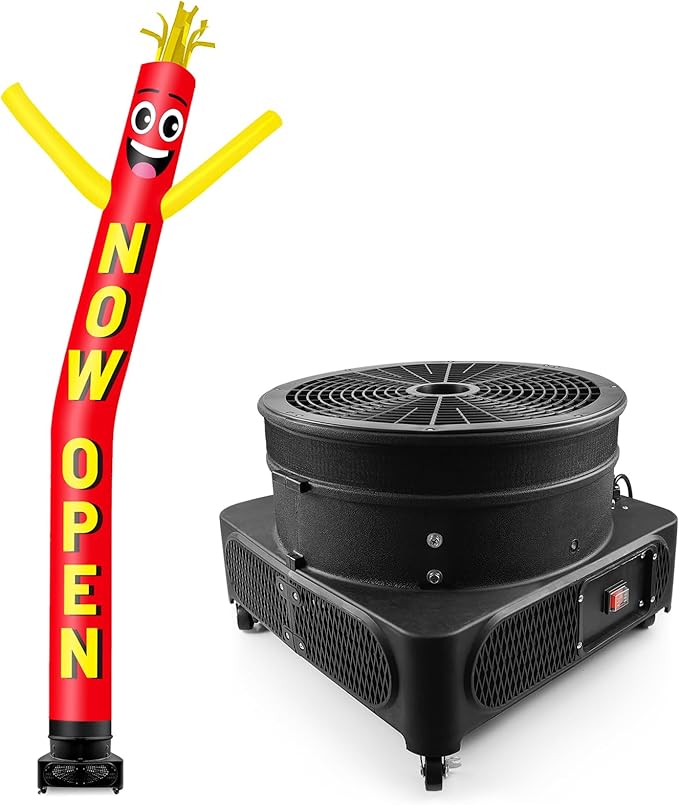 20FT Tall Inflatable Tube Man Now Open Wacky Wavy Dancing Guy with 1.5 HP Weather-Resistant Blower (18''Diameter) for Outdoor Decoration Advertising Business Promotion