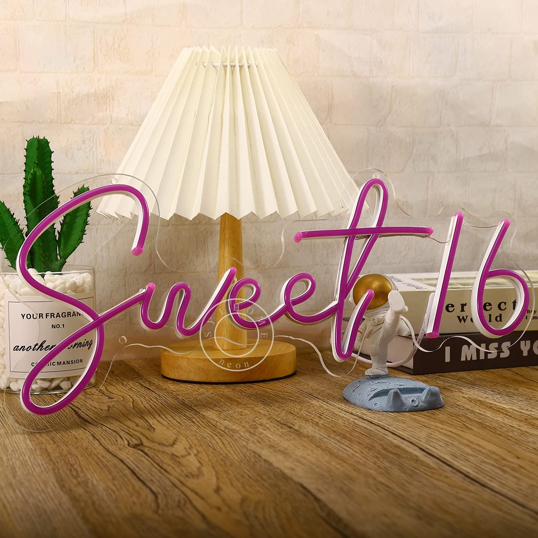 SYLHOME Sweet 16 LED Neon Light Sign 17"X7.3" 5V Sweet Girls Adults Bedroom Happy 16th Birthday Party Wall Decor Beautiful Bestie Sister Pretty Girls USB