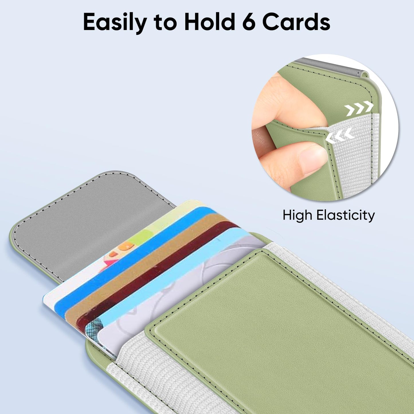 FINPAC MagSafe Wallet, Magnetic Card Wallet Holder for iPhone 17/16/15/14/13/12 Series, Safe RFID Blocking Slim Leather 6 Card Holder for Women Men, Bamboo Green