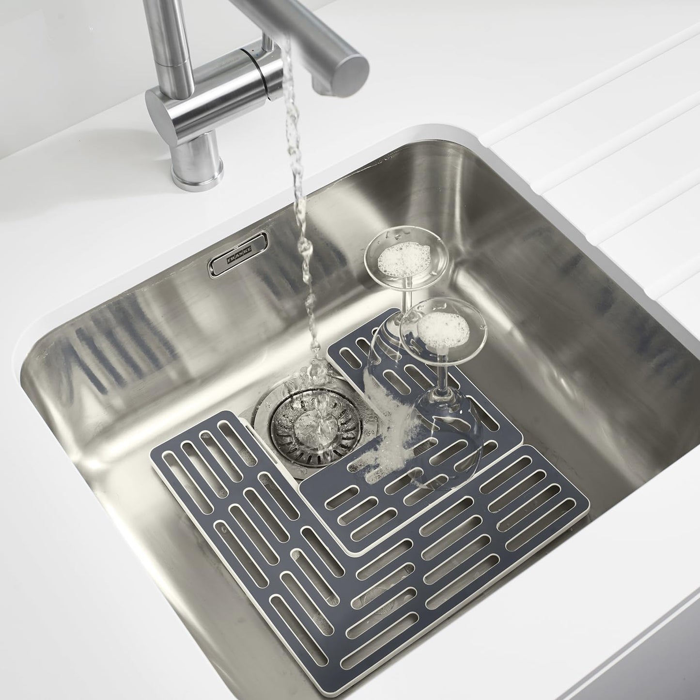 Joseph Joseph SinkSaver Adjustable Sink Protector Mat, Non-Slip, Gray