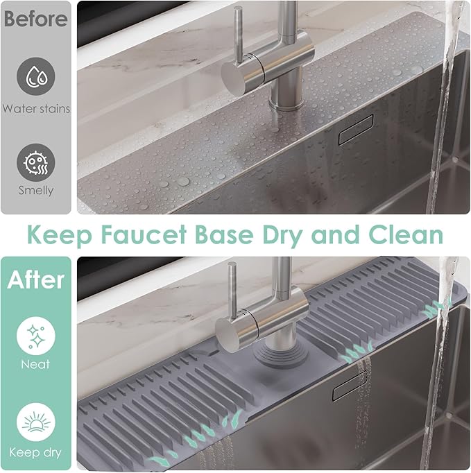 24 Inch Silicone Faucet Mat for Kitchen Sink Splash Guard