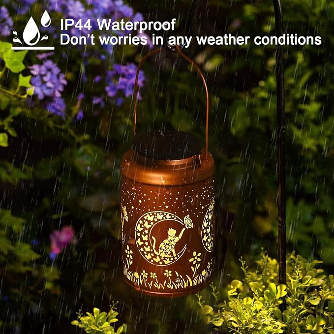 Christmas Decorations Gifts for Women Men Mom, Cat Solar Lights Outdoor Waterproof, Mothers Day Gifts Decoration Outside for Outdoor, Yard, Lawn, Balcony Garden Decor Solar Lantern