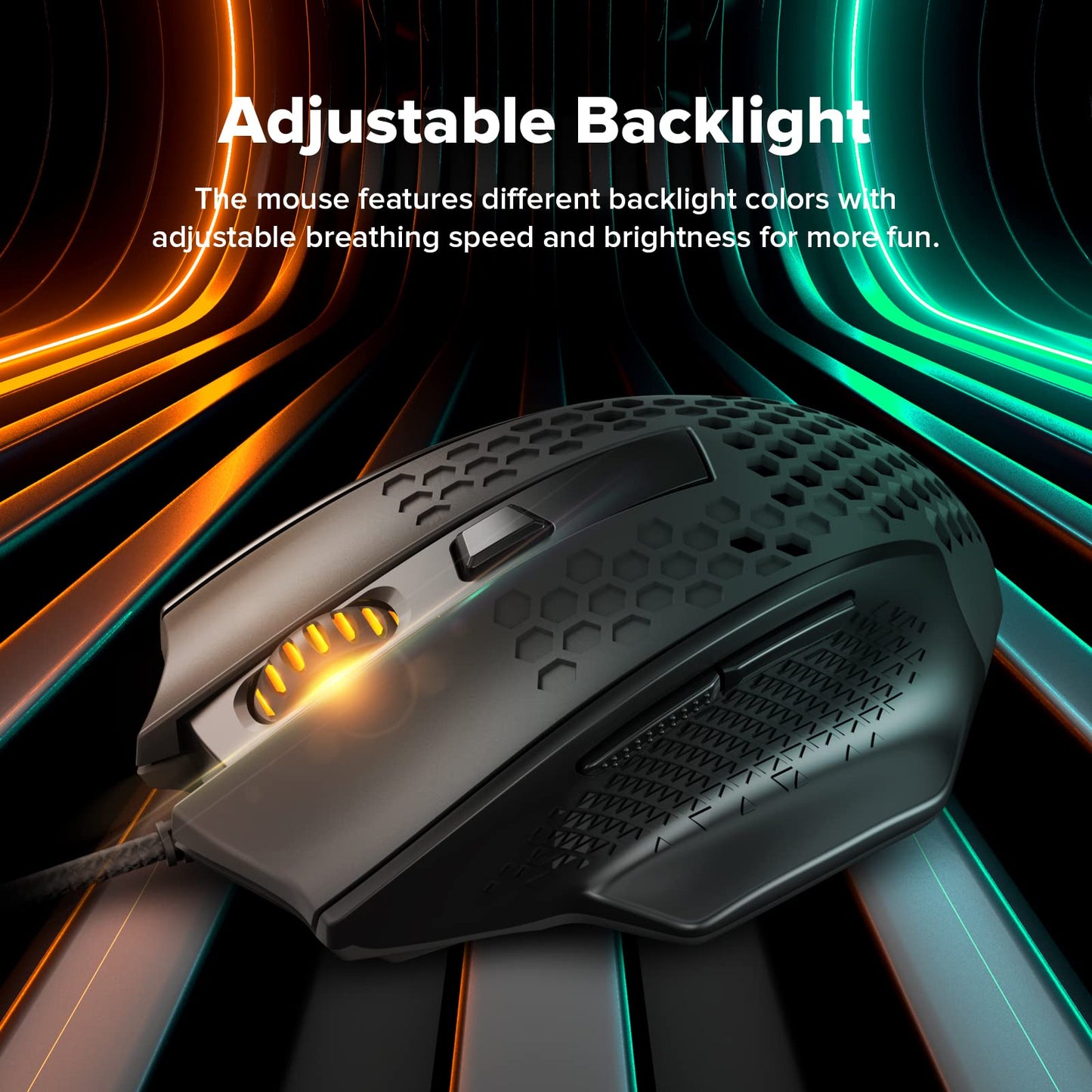 Redragon M725 Honeycomb Shell Gaming Mouse Wireless, Ultra Lightweight 49g, 8000 DPI Tri-Mode BT5.1/2.4GHz/Type-C Wired Gamer Mouse with 2 Side Buttons, Macro Programmable for PC/Mac/Laptop, Black