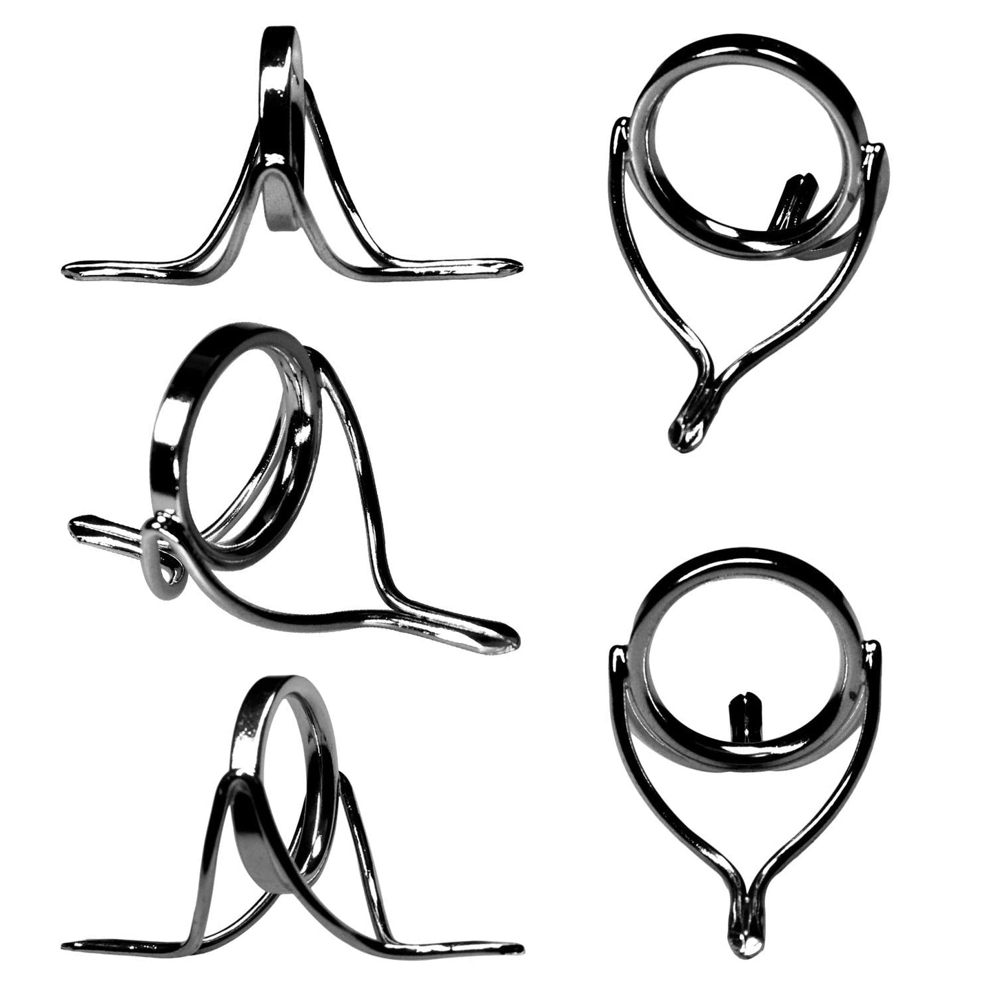 QualyQualy 6pcs Spinning Fishing Rod Guides Repair Kit Integrated Stainless Steel Ring Baitcasting Fishing Pole Eyes Replacement 12#-25#