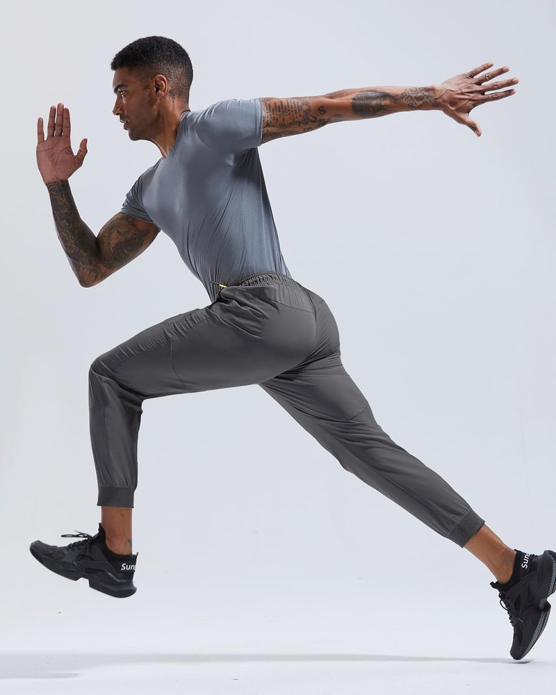 Rapoo Men's Lightweight Jogger Pants - Quick Dry Athletic Track Pants with 3 Zipper Pockets | Perfect for Gym & Running