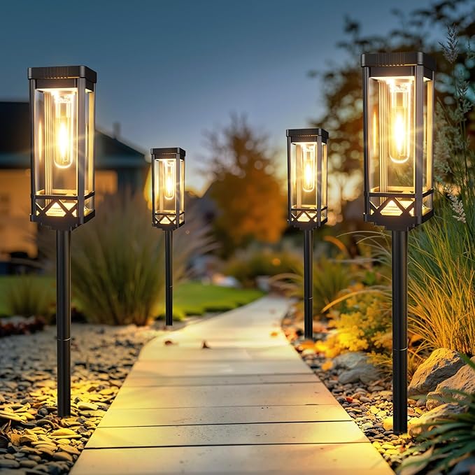 KOOPER Taller Solar Pathway Lights Outdoor, 2 Pack Upgraded Brighter Solar Garden Lights Solar Powered, Up To 15 Hours Outdoor Solar Lights for Yard Landscape Lighting Path Walkway Driveway Sidewalk