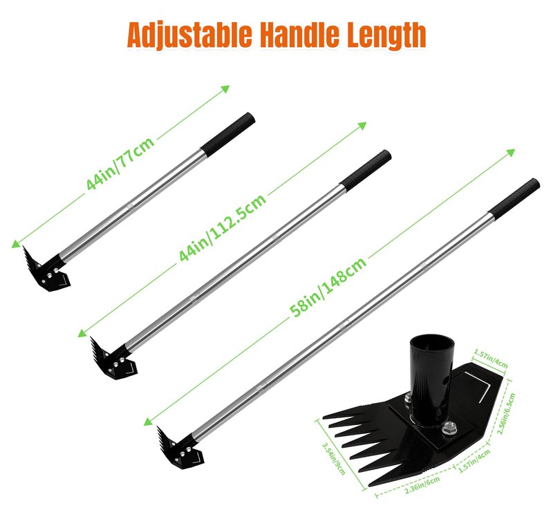 ATLRGISL Weed Puller Tool with Long Handle, Manual Weed Remover Tool, 2 in 1 Weed Rake&Grabber and Garden Hoe, Dandelion Gardenia Heavy Duty Uprooting Tool for Yard, Lawn and Garden, 58Inch