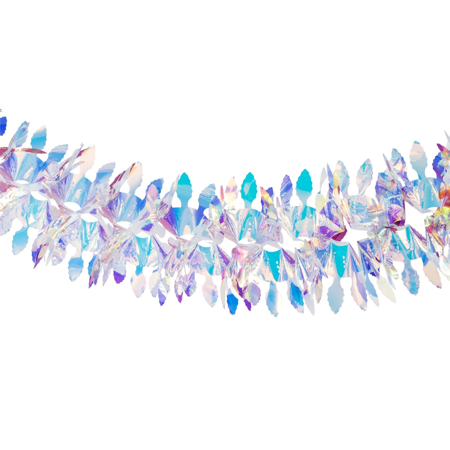 6ft Long Iridescent Hanging Decorations Garland, Roll Shiny Foil Metallic Banner Ornaments for Christmas, Frozen Theme Party, Birthday, Bridal Shower, Wedding,Fairy Princess Rainbow Show Decoration