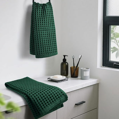 Jacquotha Waffle Hand Towels Set of 2 – Cotton, Quick Dry, Lint Free, 13” x 29”