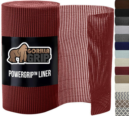 GORILLA GRIP powerGRIP Drawer Shelf and Cabinet Liner, Thick Strong Hold, Non-Adhesive Liners Protect Kitchen Cabinets and Cupboard, Bathroom Drawers, Easy Install, Breathable Mat, 12" x10', Beige