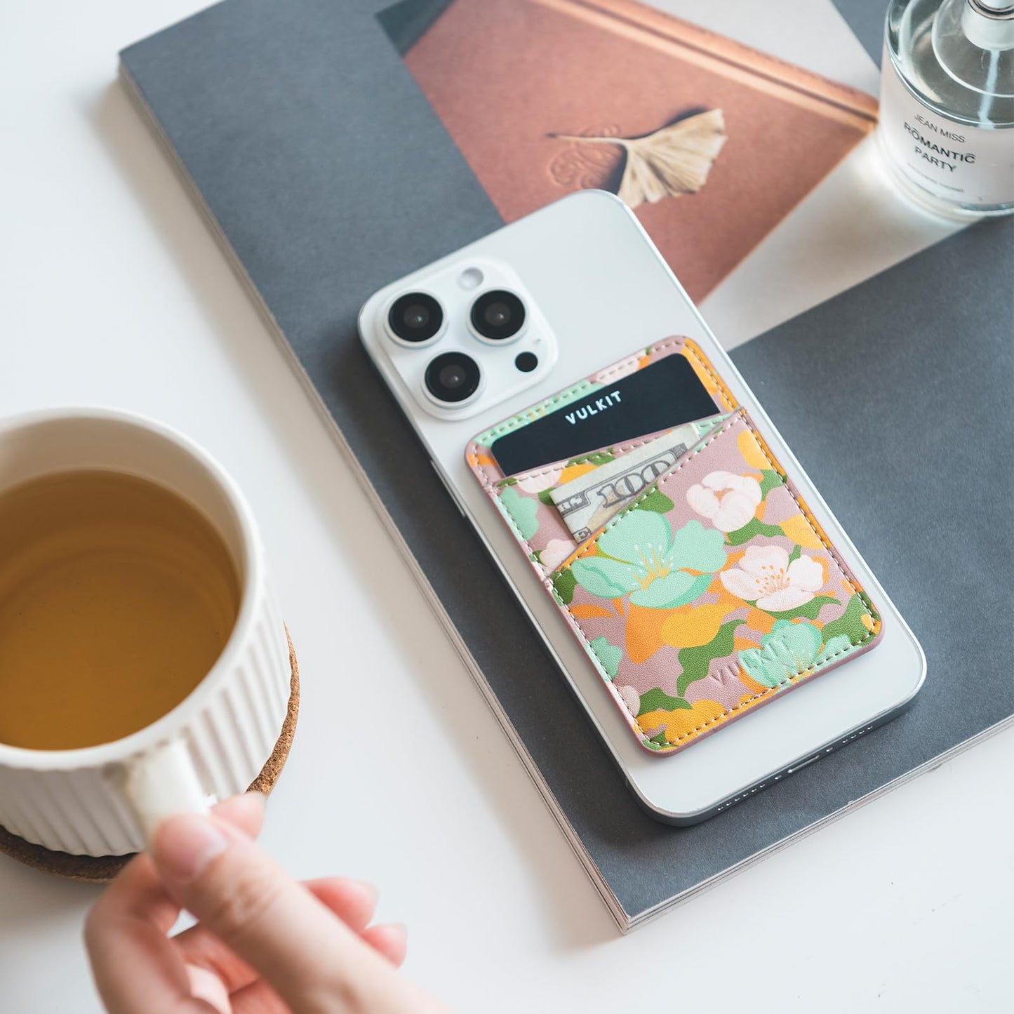 VULKIT Phone Card Holder Wallet Leather Adhesive Pocket RFID Blocking Credit Card Sleeves Stick Back of Phone Smartphones