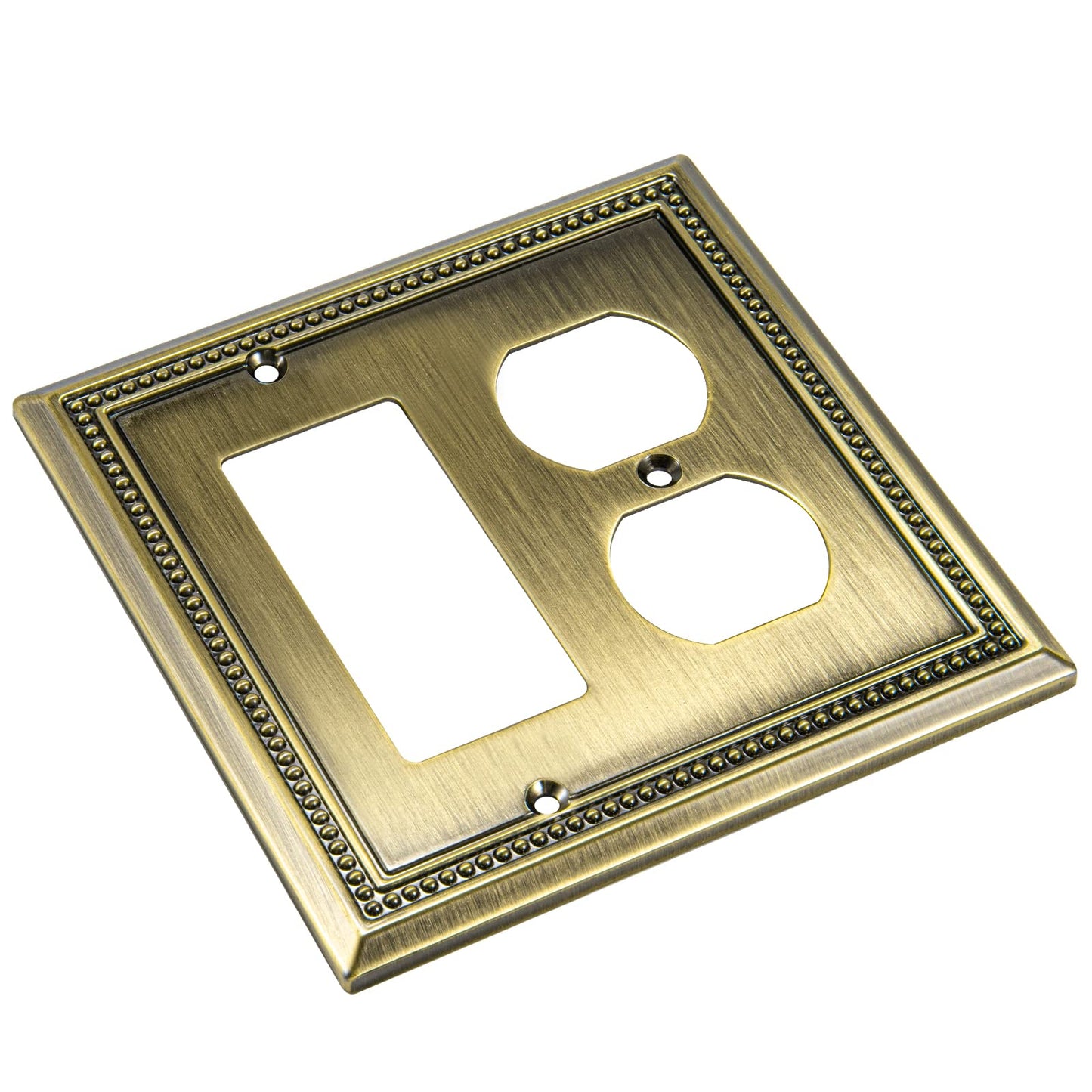 Henne Bery Sunken Pearls Heavy Duty Decorative Wall Plate Switch Plate Outlet Cover (Decorator/Duplex, Antique Brass)