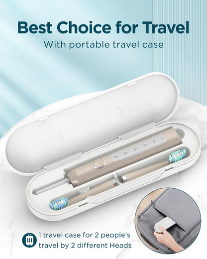 Rtauys M5 Sonic Electric Toothbrush for Adults and Kids - Rechargeable Electric Toothbrush Kids Ages 12+ and Adults with 8 Brush Heads & Travel Case, 120 Days Battery Life - Pink