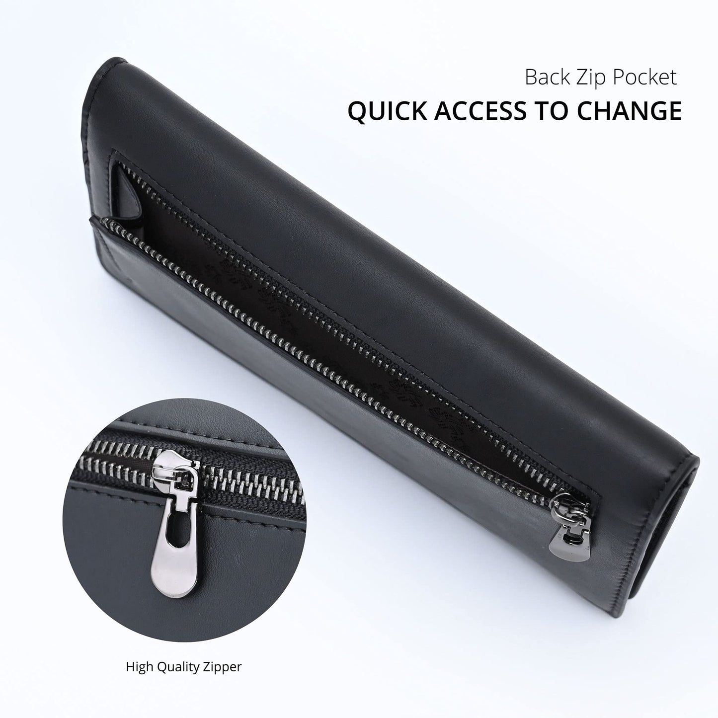 Alldaily Ultra Slim Thin Women Wallet RFID Blocking Credit Card Holder Bifold Long Ladies Billfold (Black)