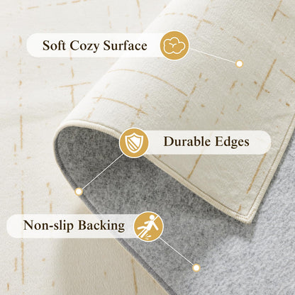 LIANLAM Washable Rug Area Rugs for Living Room - Stain Resistant Non-Slip Backing Boho Rug for Bedroom,Durable & Ultra-Thin Vintage Large Area Rug(8' x 10',White)