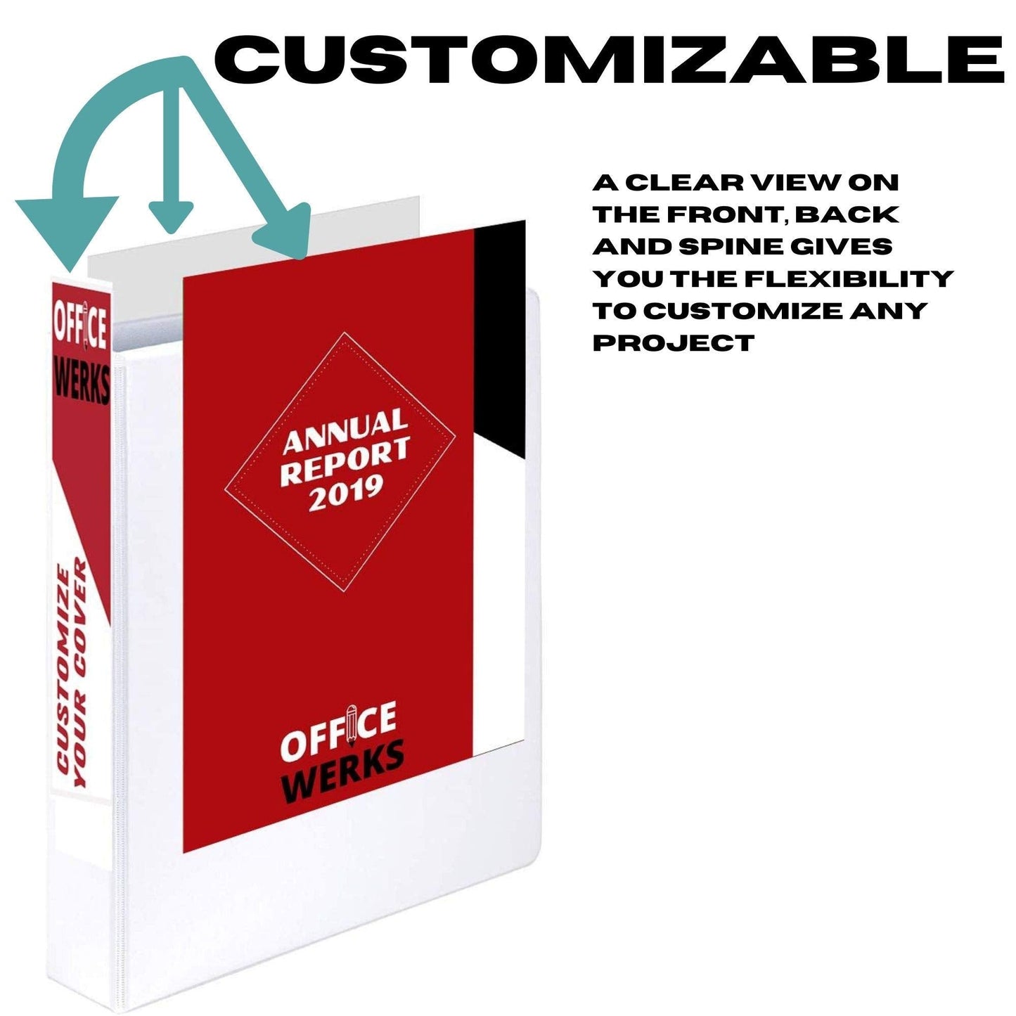 3 Inch 3 Ring Binder with Pockets, Heavy Duty D-Ring, Holds 725 Sheets, Customizable Clear View Cover, Durable Non-Stick, for 8.5 x 11 Inch Paper, for Home Office and School Supplies, White, 1 Pack