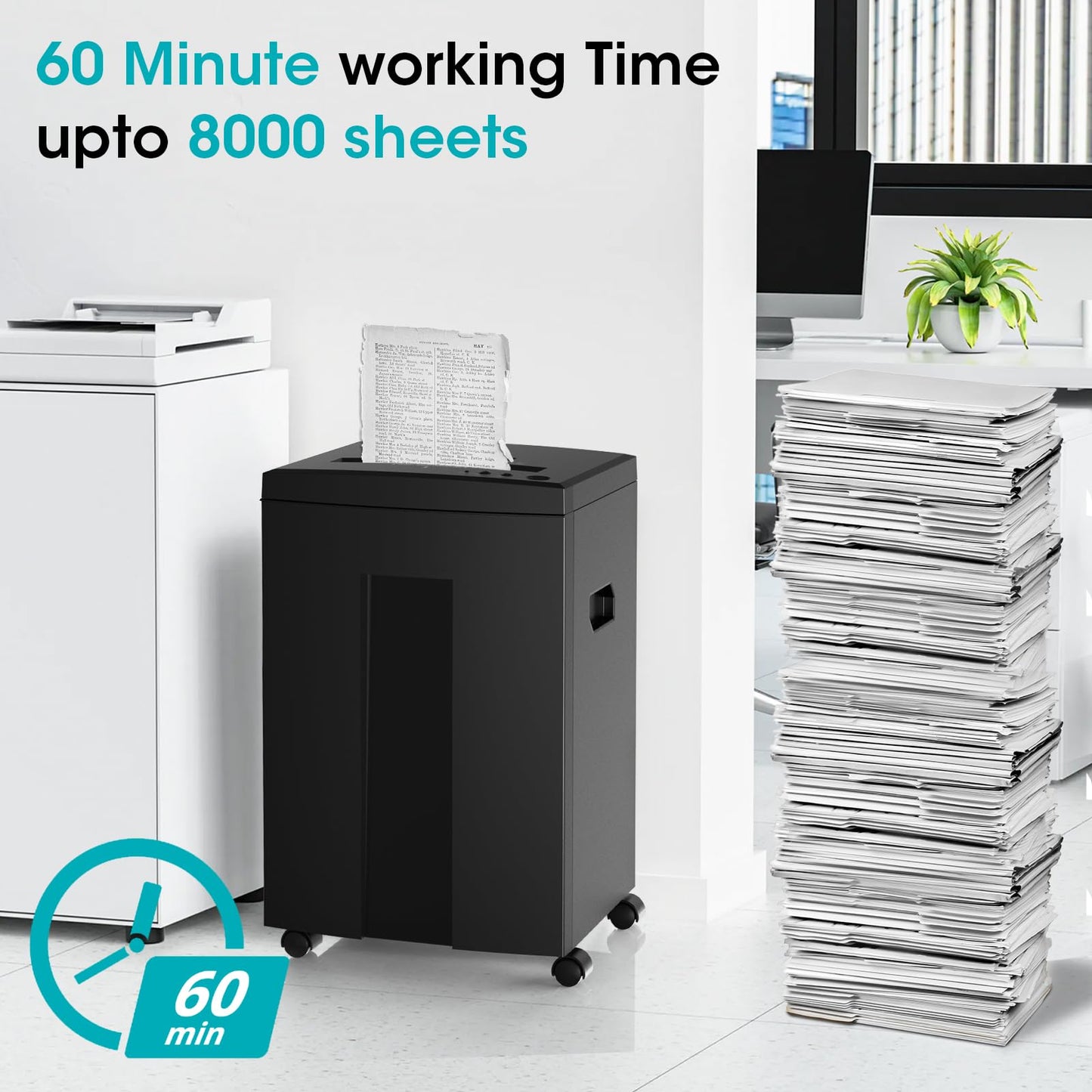 WOLVERINE 18-Sheet Shredders for Home Office Heavy Duty P-4 Security Level Crosscut Paper Shredder Paper/CD/Card Ultra Quiet Paper Shredder for Home with 6 Gallons Pullout Waste Bin SD9113(Black ETL)