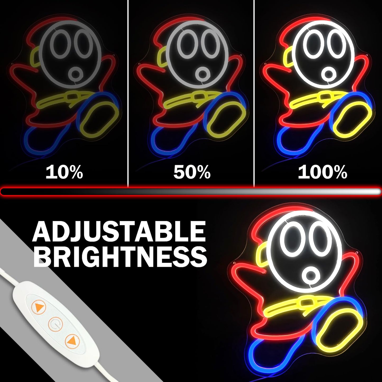 Shy Guy Neon Sign Dimmable Led Neon Sign for Wall Decor Gaming Neon Light Signs Light Up Signs for Bedroom Game Room Man Cave Birthday Christmas Gifts for Gamer