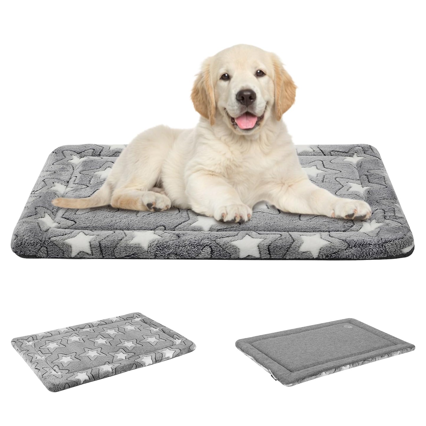 EMPSIGN Dog Crate Pad - Reversible Kennel Mat (Cool & Warm), Machine Washable, Cozy Star Pattern Sleeping Pad for Small Medium Large Dogs, All-Season Pet Bed, Suitable for 30"x20" Dog Crate, Grey