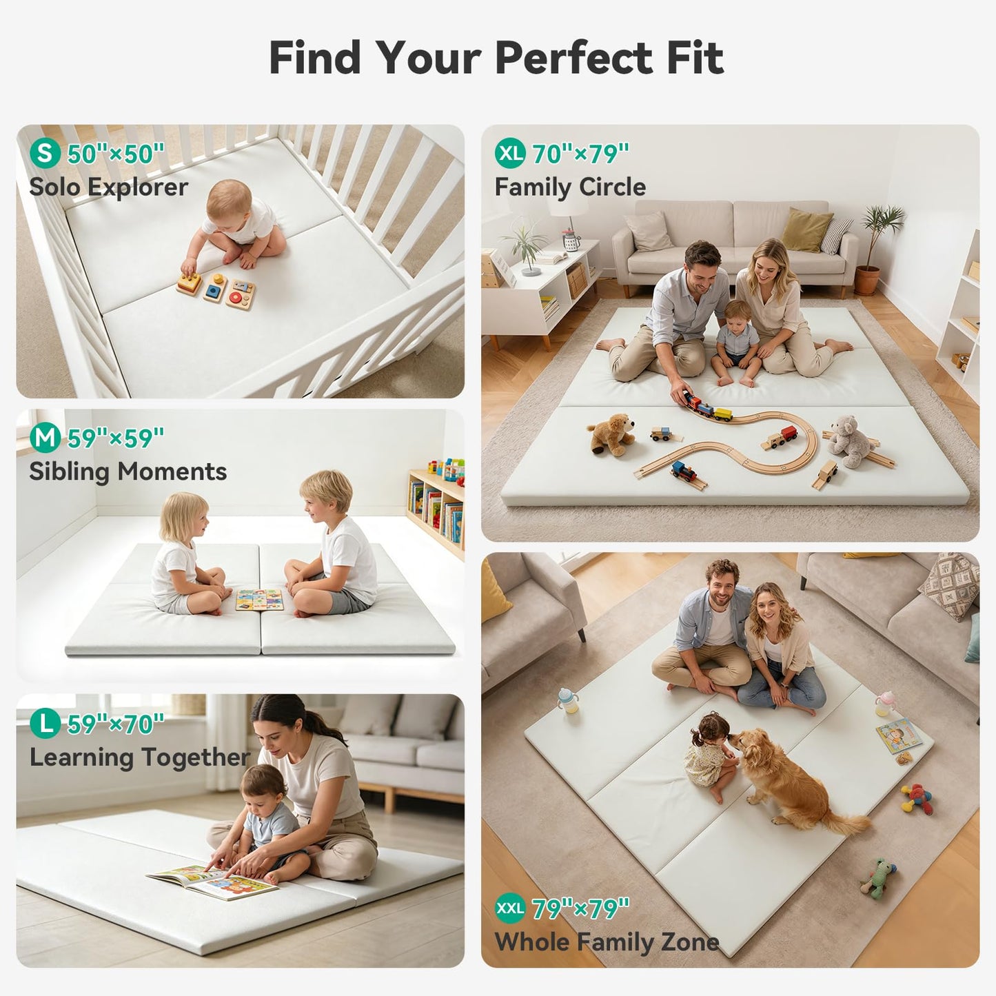 Baby Play Mat 50x50 inch, Extra Thick 1.3‘’ Waterproof Floor Mat for Crawling, Non-Toxic Large Activity Mat with Machine Washable Cover for Toddlers Infants Boys Girls