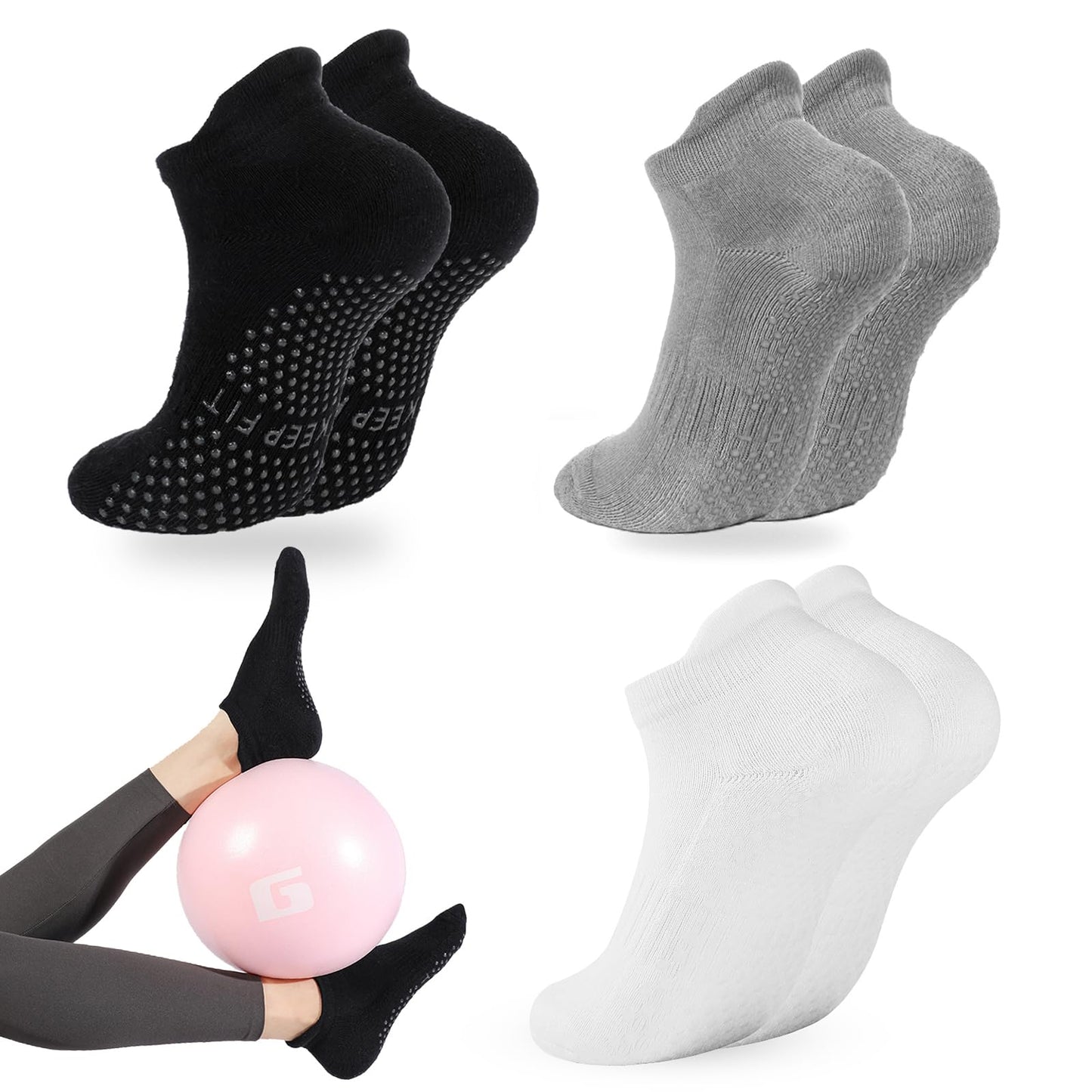 Grip Pilates Socks Non Slip Athletic Yoga Socks with Grips for Women Grippy socks for Hospital Workout Barre