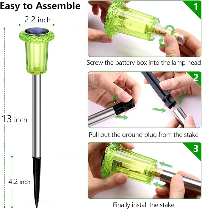 DenicMic Halloween Solar Lights Outdoor 10 Pack Green LED Waterproof Yard Garden Patio Backyard Pathway Walkway Landscape Lawn Outside Halloween Decorations Outdoor