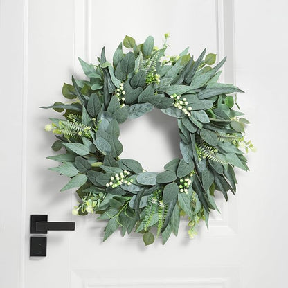 24 Inch Handmade Eucalyptus Wreaths for Front Door, Large Artificial Greenery Spring Summer Wreath, Farmhouse Outdoor Decor All Year Round