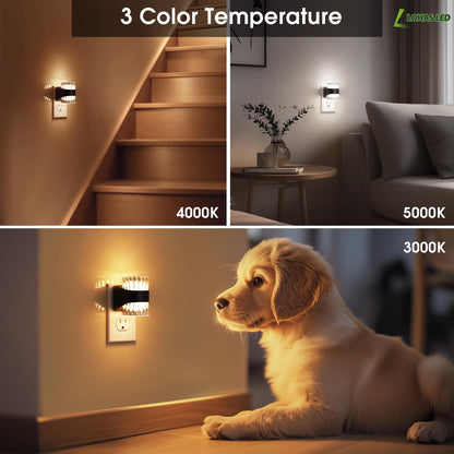L LOHAS LED Night Light, Bubble Night Lights Plug into Wall,2 Pack 3000K/4000k/5000K Adjustable Color Temperature Night Light,Dimmable Nightlights with Dusk to Dawn Sensor for Rooms Bathroom Hallway