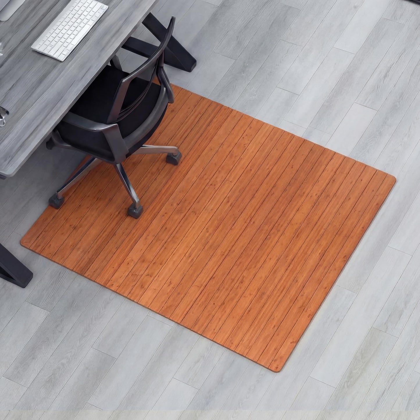 Leinuosen 36" x 48" Office Bamboo Chairmat for Carpet Floor Mat Highly Premium Quality Anti-Slip Office & Home Floor Protector Low Pile Carpet Chair Mat, 5mm Thick(Without Lip, Walnut Wood)