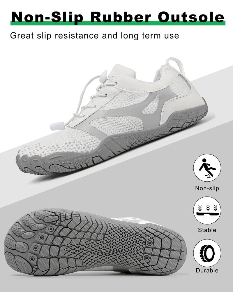 todaysunny Barefoot Shoes Mens Womens Minimalist Cross Training Shoes with Wide Toe Box Athletic Zero Drop Trail Walking Hiking Running Sneakers White