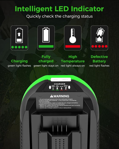 Aoasur Replacement for EGO 56V Battery Charger Compatible with EGO 56V Battery BA1400T BA2242T BA2800T BA3360T - for EGO Power+ CH3200 CH5500 CH2800(Green)