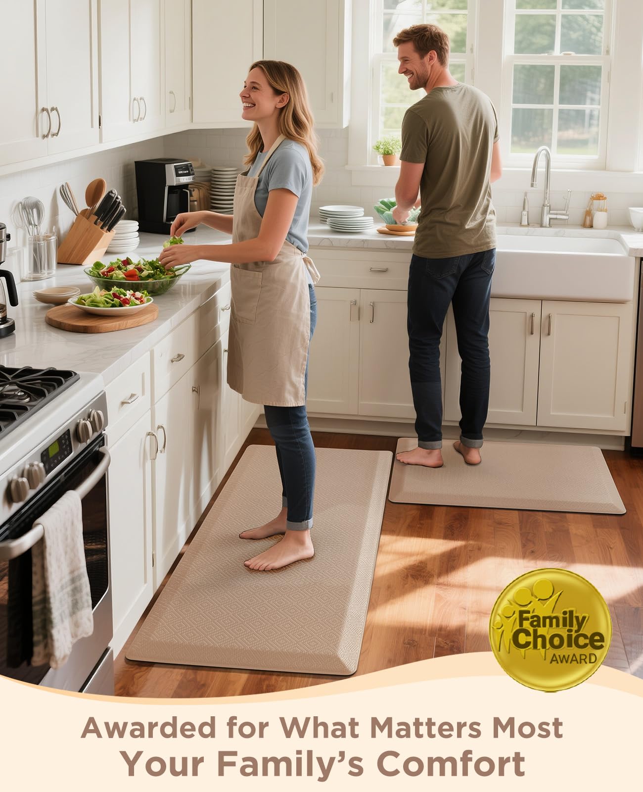 Ophanie Kitchen Mats for Floor,3/4 inch Thick,20x32 Anti Fatigue Cushioned Mat with 99+ Pairs of Anti-Slip Bottom Ridges,Kitchen Rugs,Waterproof,Comfort Ergonomic Standing Mat for Office,Home,Sink