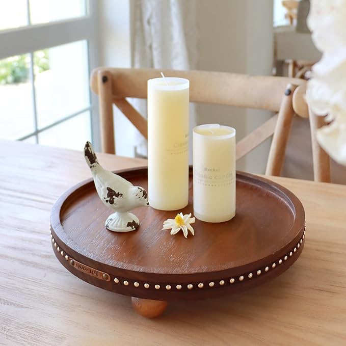 Decor Decorative Round Tray 11.81in for Home Decor for Coffee Table Farmhouse Kitchen Table Living Room Bathroom Centerpiece Tray Decor