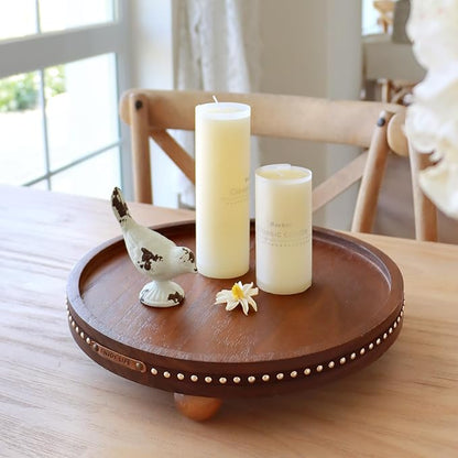 Decor Decorative Round Tray 11.81in for Home Decor for Coffee Table Farmhouse Kitchen Table Living Room Bathroom Centerpiece Tray Decor