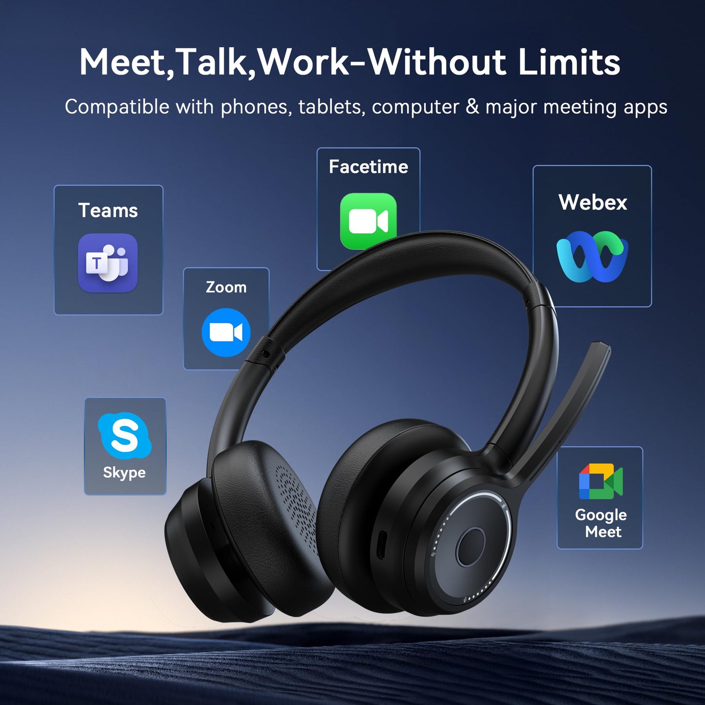 Gixxted (2026 Upgraded) Wireless Headset with Mic for Work, Bluetooth Headset with Noise Canceling Microphone, Wireless Headphones with Mic and USB Dongle and Mute, Fit for Computer/PC/Teams