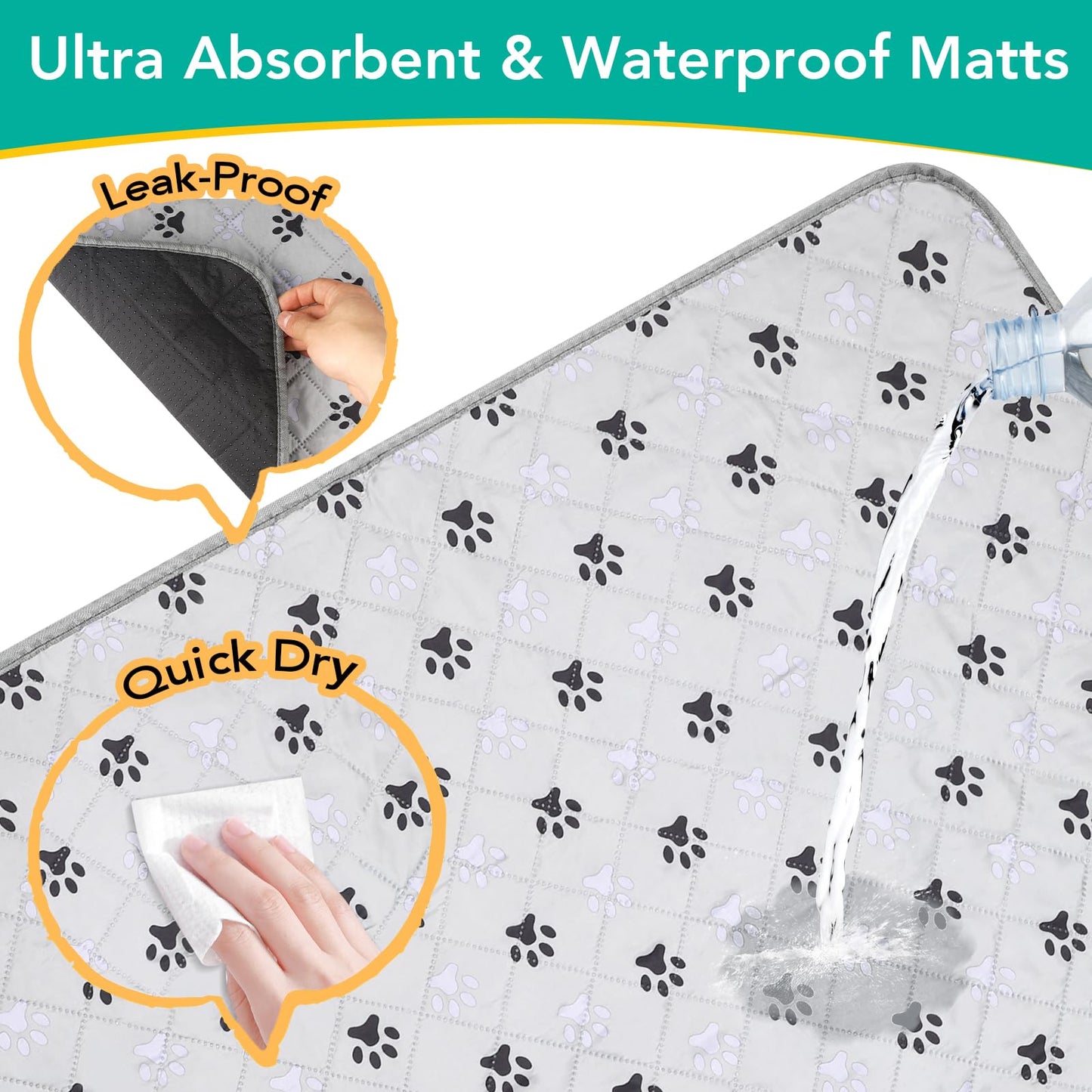 FURWEY 2 Pack Extra Large 72"X72" Washable Pee Pads for Dogs Super Absorbent Dog Training Pads Non-Slip Waterproof Pet Training Pads Mats Whelping Pads for Dogs Cats Puppy