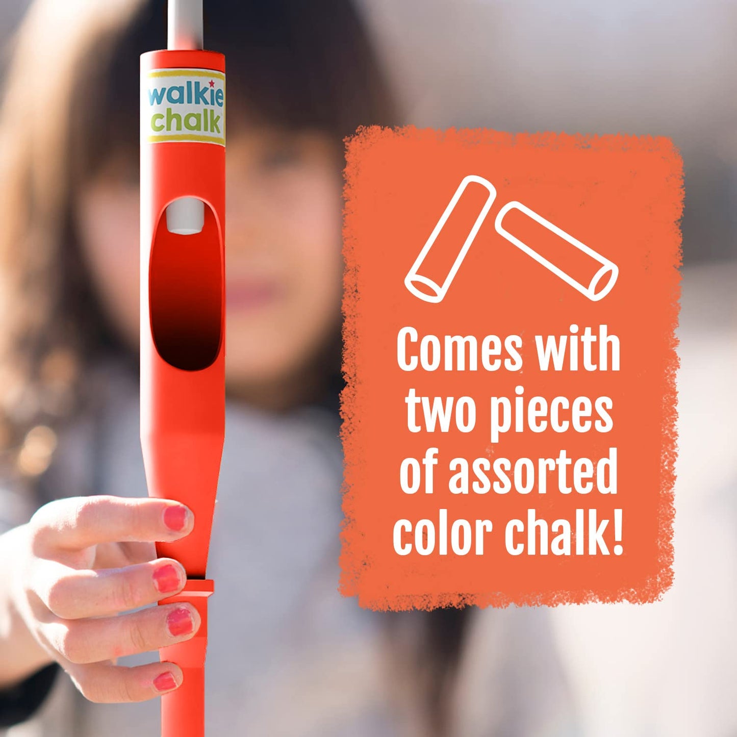 Walkie Chalk Stand-up Sidewalk Chalk Holder, (Orange), Creative Outdoor Toys for Kids and Adults Including 2x Chalks, Street Art & Playground Supplies, Accessible Fun for Everyone