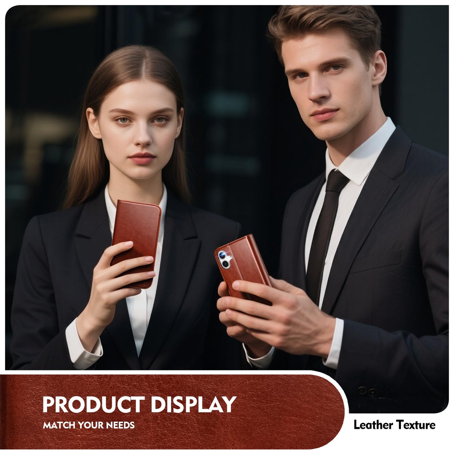 Scutumate Compatible with iPhone 17 Case Wallet with Card Holder [4 Card Slots] Kickstand [RFID Blocking] PU Leather Phone Case Flip Folio Protective Cover TPU Shockproof,for Apple 17 6.3",Brown