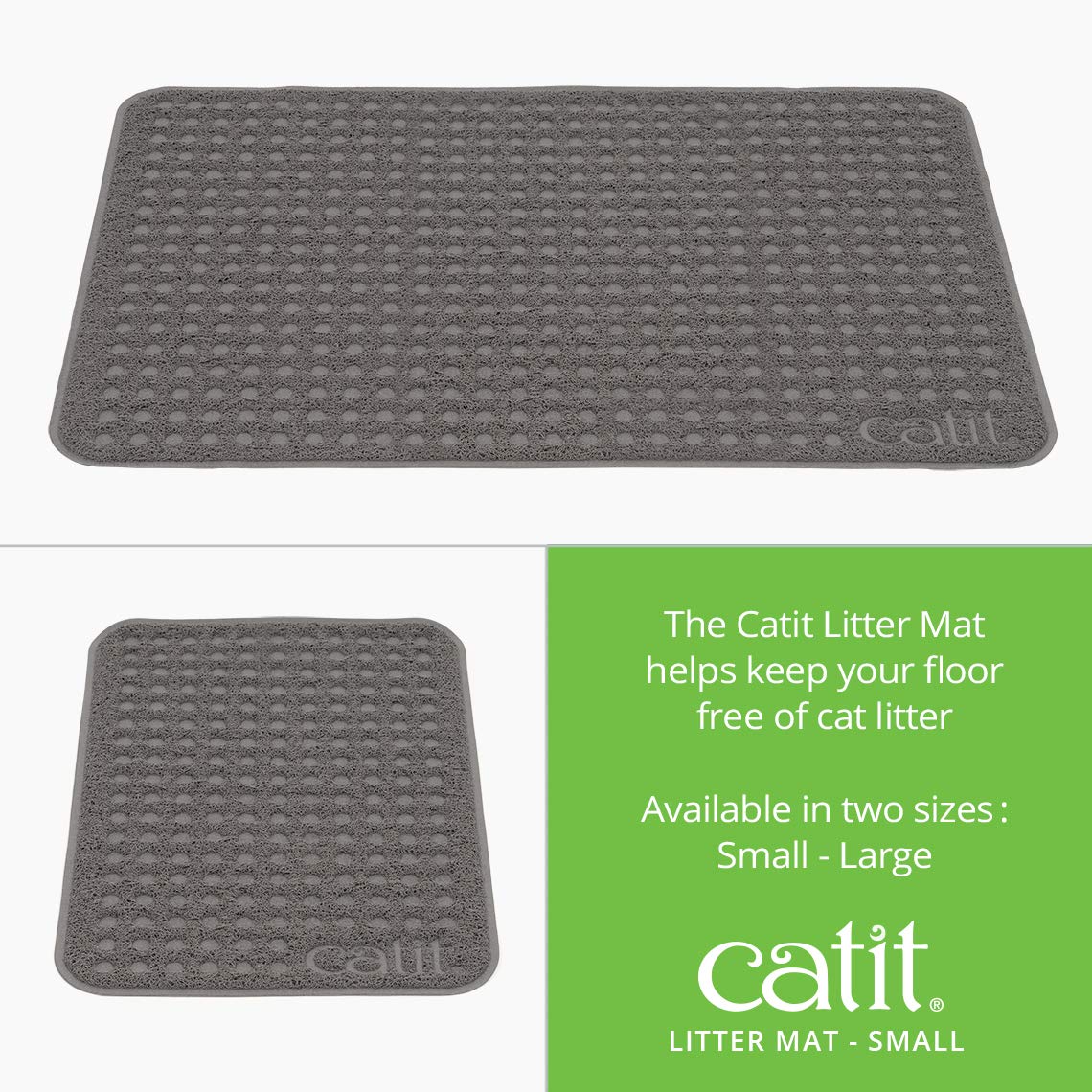 Catit Cat Litter Mat Rectangle Non-Slip Litter Trapping Mat Soft & Comfortable, Easy to Clean for All Cat Litter Types – Small
