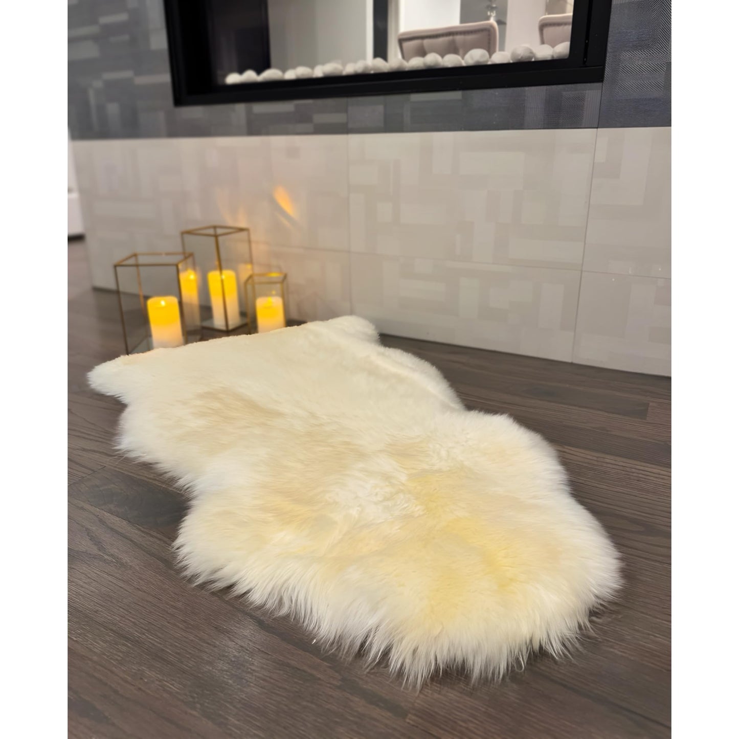 Tru Lamb Sheepskin Area Rug Real Sheepskin Wool Area Rug for Linving Room, Bedroom, Rugs, Sofas and Decor. 2 x 3 ft Sheepskin Rug (Natural White, 2 x 3 ft Sheepskin)