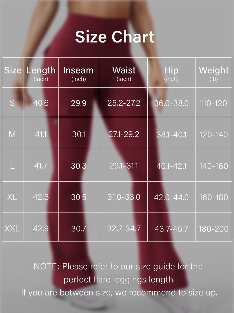 YEOREO CoreFlex Women Workout Flare Leggings with Pockets Hidden Scrunch High Waisted Cargo Gym Yoga No Front Seam Leggings Wine XXL